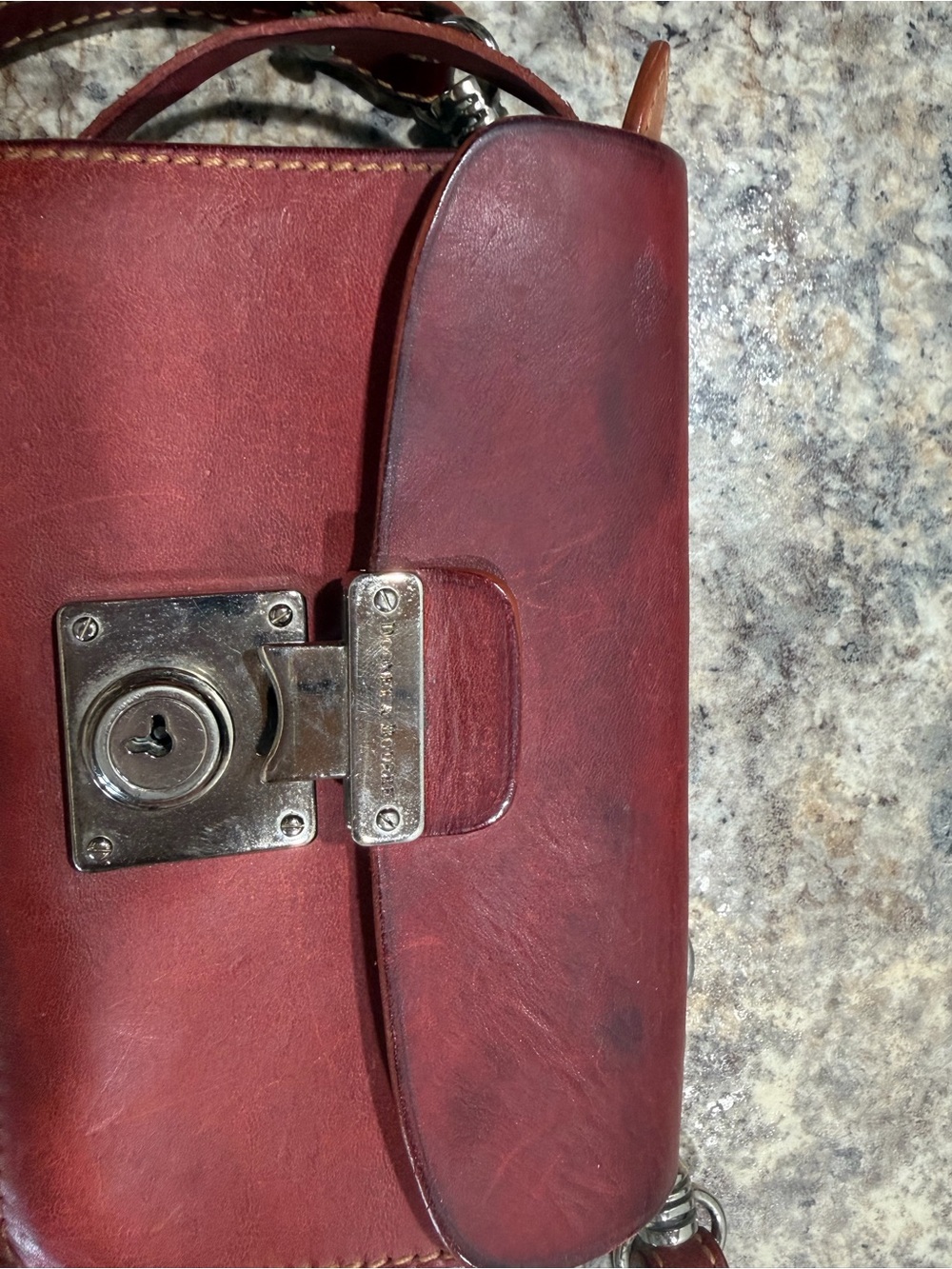 Vintage Dooney & Bourke Italy Mini Double Gusset Belt Bag Natural Wear - Picture 13 of 13